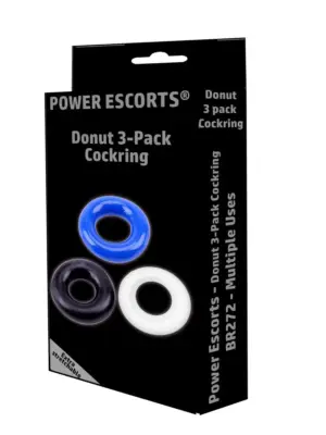 Piersiówka Pierścionek Penisa 3 Pack - Niebieski/Przezroczysty/Czarny