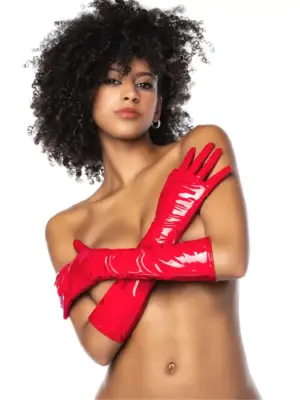 Cruella - High Gloss Gloves - S/M - Gloss Red