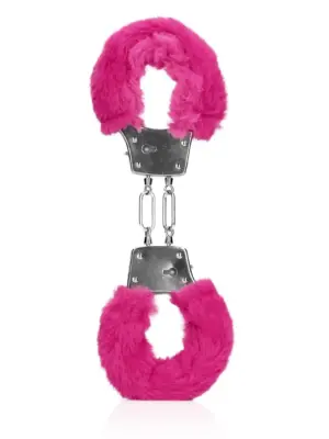 Furry Metal Hand Cuffs - Pink