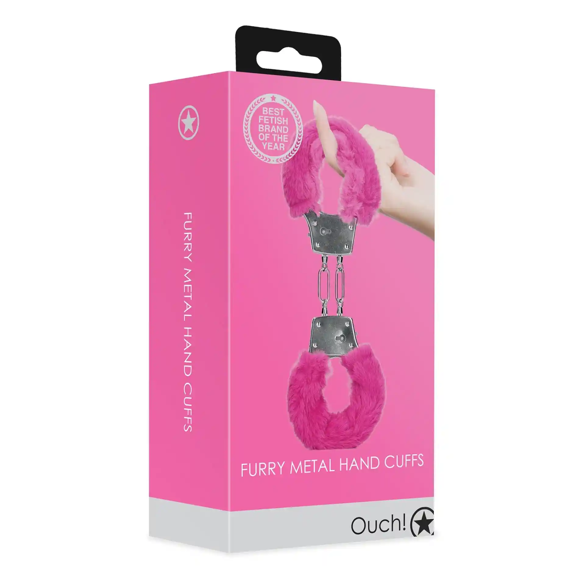 Furry Metal Hand Cuffs - Pink - obrazek 2