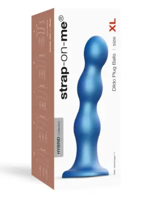 DILDO PLUG BALLS METALLIC BLUE - XL
