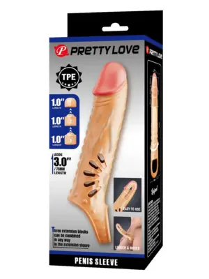 PRETTY LOVE - PENIS SLEEVE, TPE,3 removeable 1 inch extenders