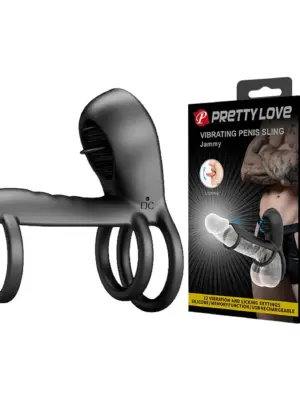 PRETTY LOVE - VIBRATING PENIS SLING Jammy, 12 vibration functions 12 licking settings Memory function
