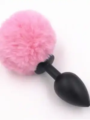 Bunny plug 3 - pack  black with pink tail starter 3 - pack