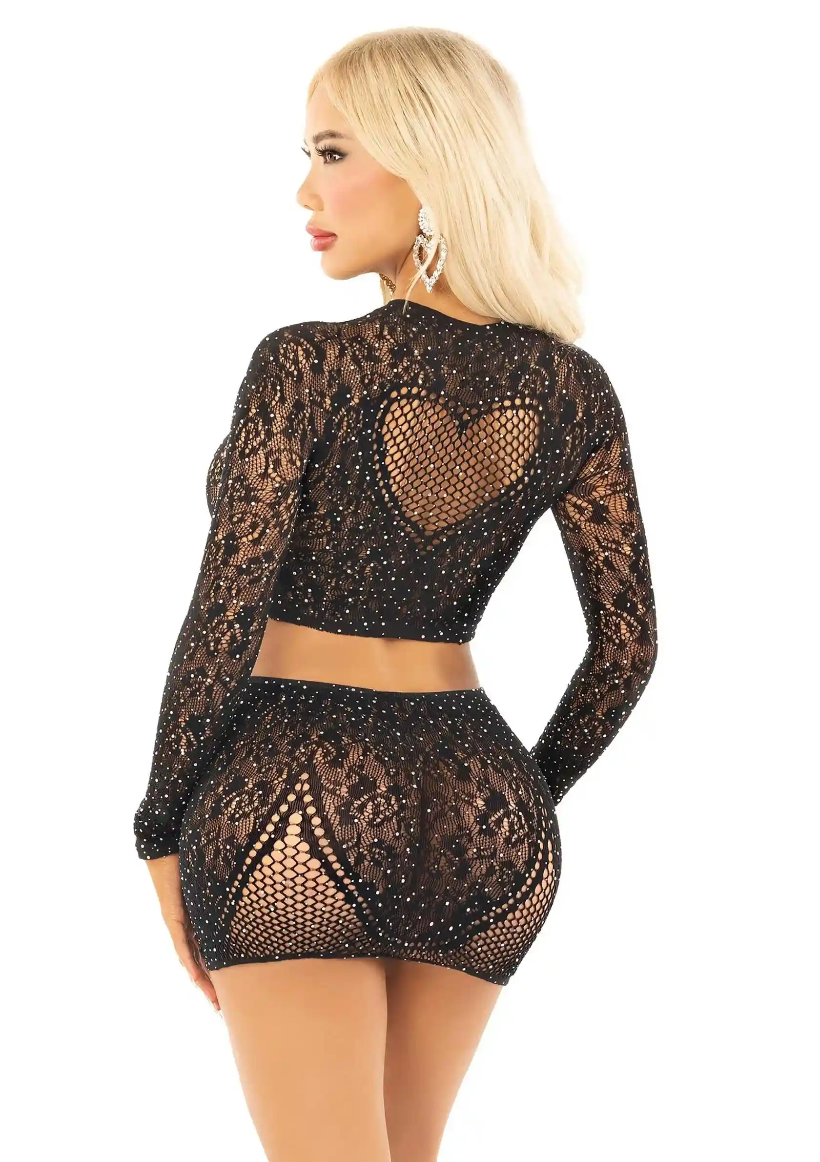 Rhinestone Crop Top and Mini Skirt - obrazek 2