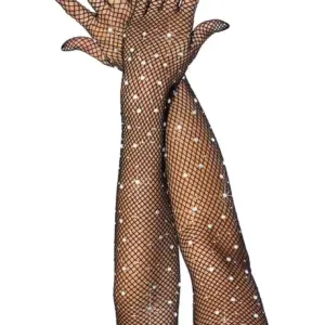 Rhinestone Fishnet Opera Length Gloves
