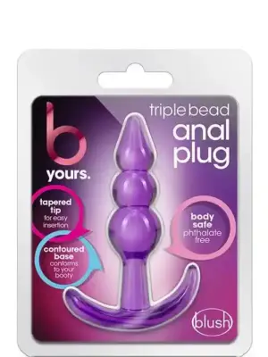 B YOURS TRIPLE BEAD ANAL PLUG PURPLE