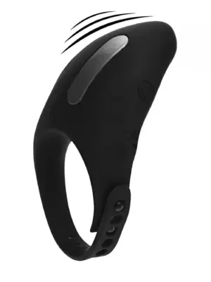 Adjustable Vibrating Silicone Cockring - Black