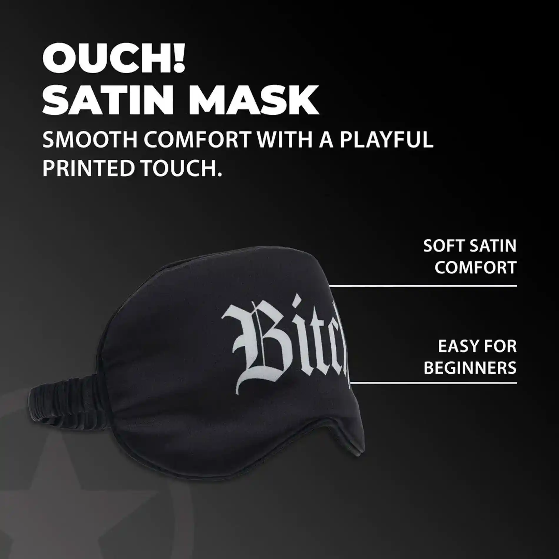 Bitch - Printed Satin Mask - Black - obrazek 4