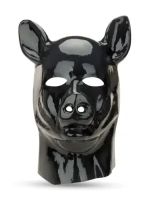 Latex Pig Hood - Black