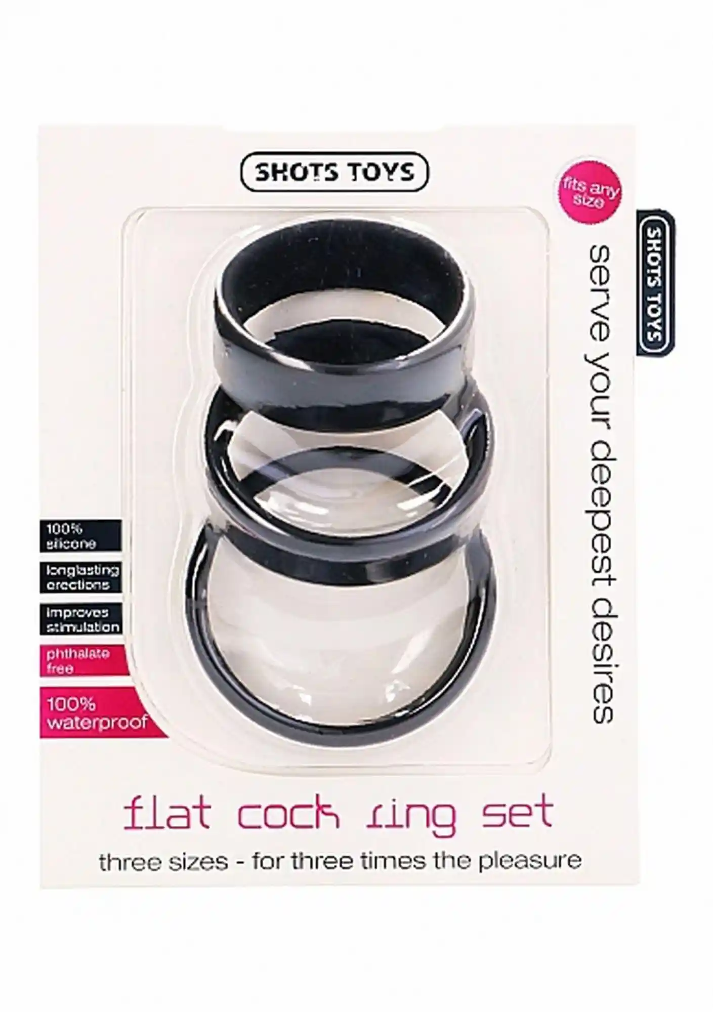 Flat Cock Ring Set - Black - obrazek 2