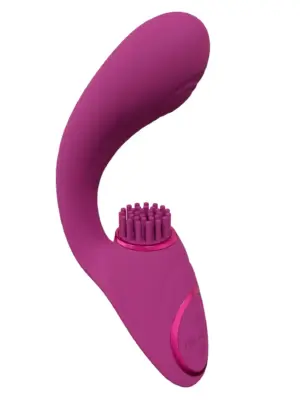 Gen - Rechargeable Triple Action G-Spot Vibrator with Pulse Wave and Vibrating Bristles - Pink