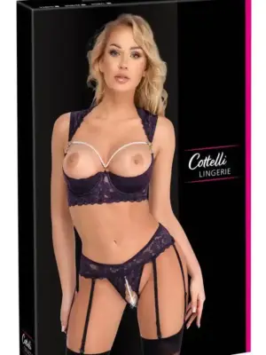 Komplet Biustonosz Półmiseczka Koronkowy Purple 75B/S