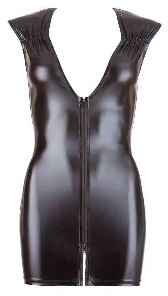Wet Look Dress with Zip S - obrazek 6