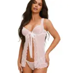 Babydoll Rozkloszowany z Koronką i Stringi S/M