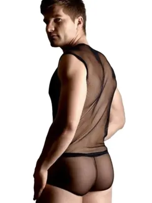 Net set - shirt and thong - black  M/L