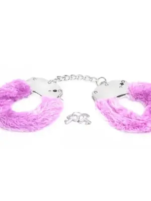 Metal handcuffs with pink furry