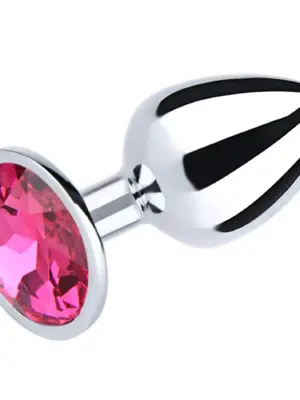Silver Small Butt Plug with Pink Diamond