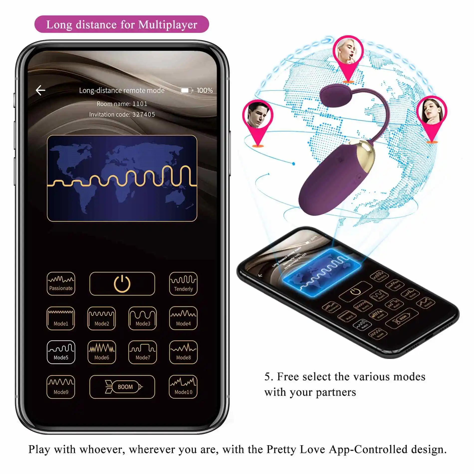 PRETTY LOVE - Abner, Mobile APP Long-distance Control 12 vibration functions - obrazek 20