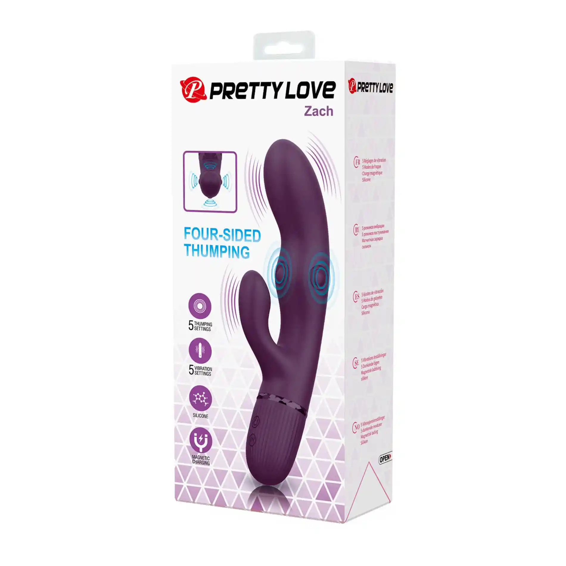 Pretty Love Zach Purple – Four-Sided Thumping Rabbit Vibrator - obrazek 11