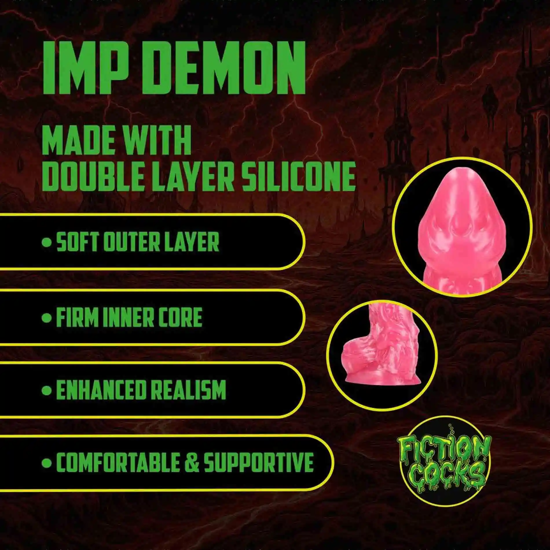 Imp Demon - Silicone Dildo - Red - obrazek 3