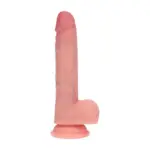 Dual Density Silicone Realistic Vibrating Thrusting Dildo with Balls - 7" / 17,8 cm - Flesh