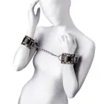 Anonymo handcuffs, PU leather, print, 19.5 cm