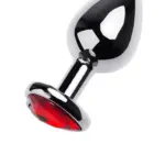 Silver anal plug TOYFA Metal with red heart-shaped gem
