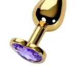 Anal plug Metal by TOYFA, metal, gold, with purple crystal, 7 cm, O 2.7 cm