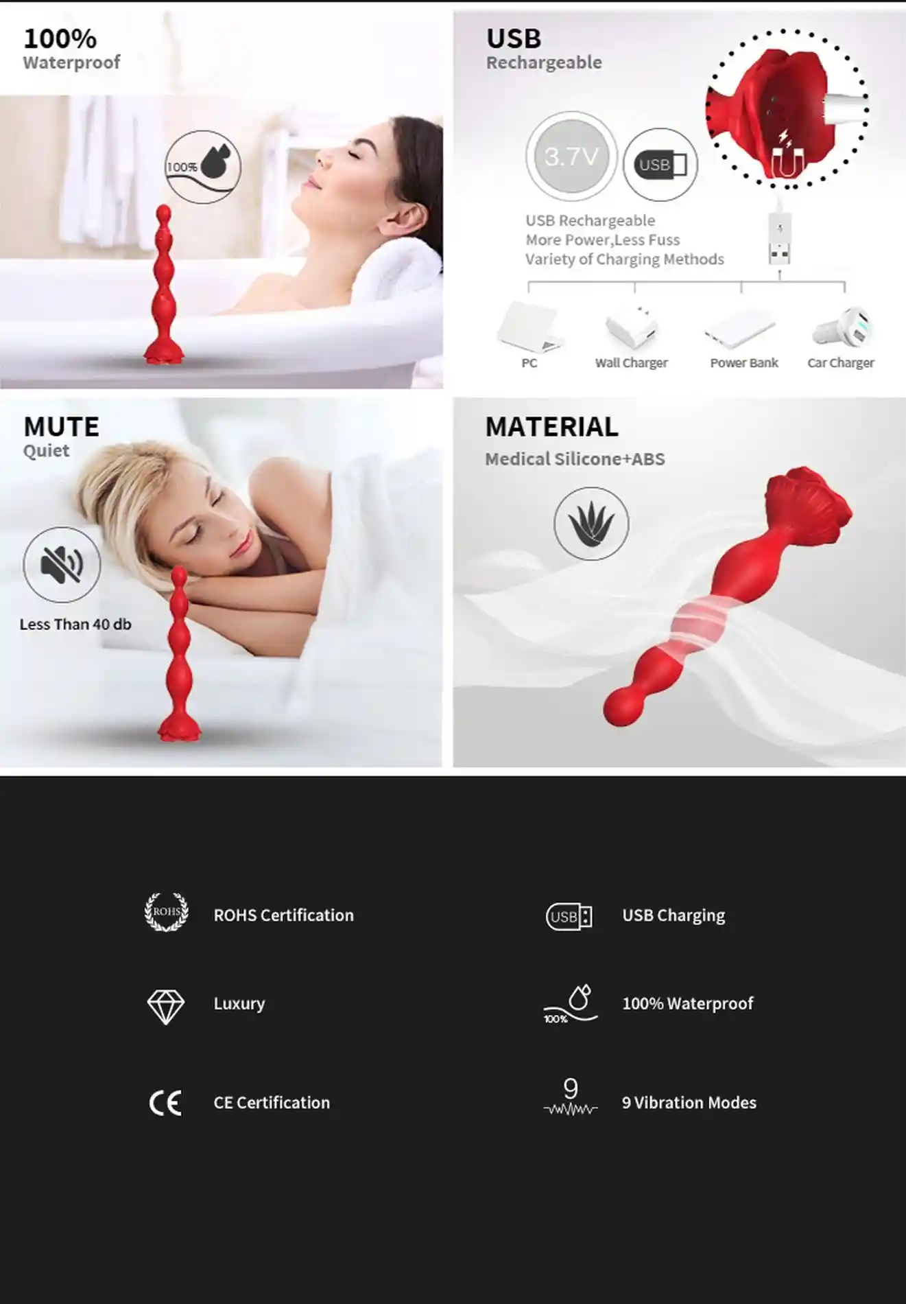 Rosestick Red, 9 vibration functions - obrazek 11