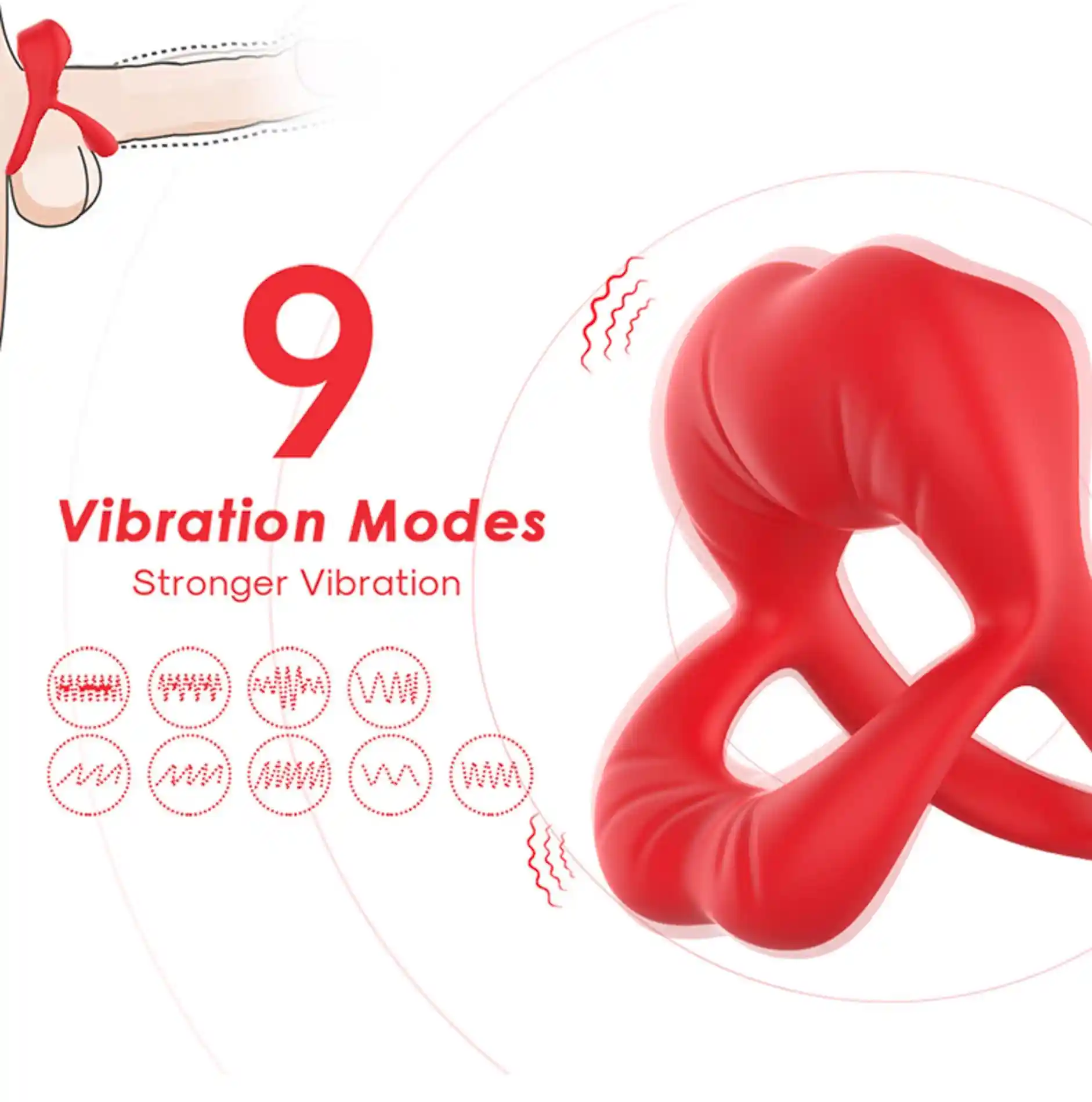 Big Mouth Red 9 vibration function - obrazek 4