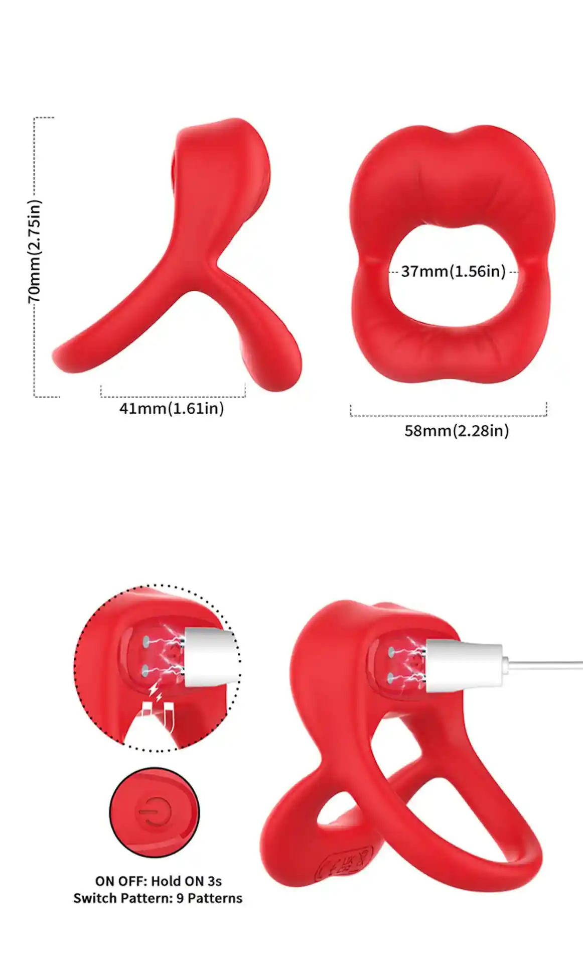 Big Mouth Red 9 vibration function - obrazek 7