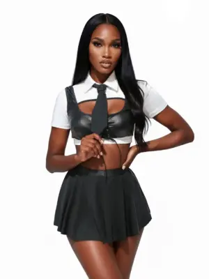 Top, skirt and tie 110899 black and white L