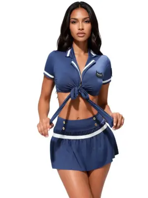 Top, skirt  and thong 110900 blue 3XL