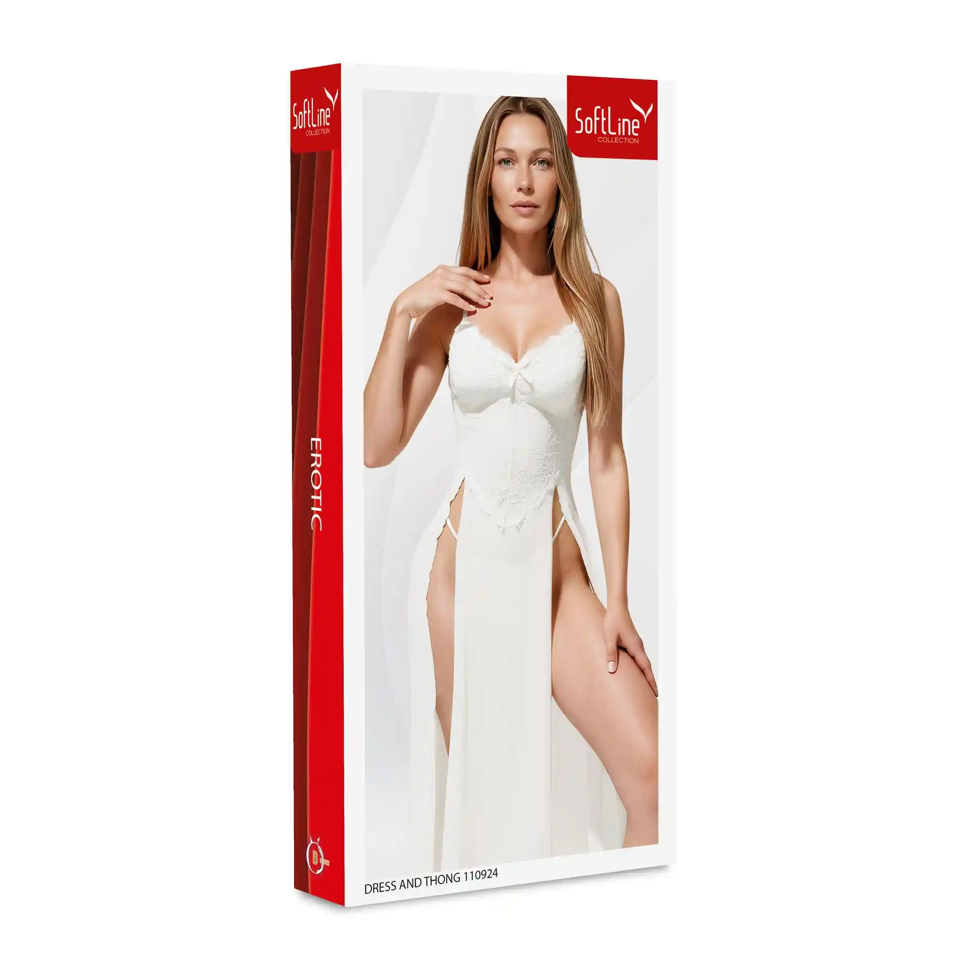 Dress and thong 110924 white S/M - obrazek 3